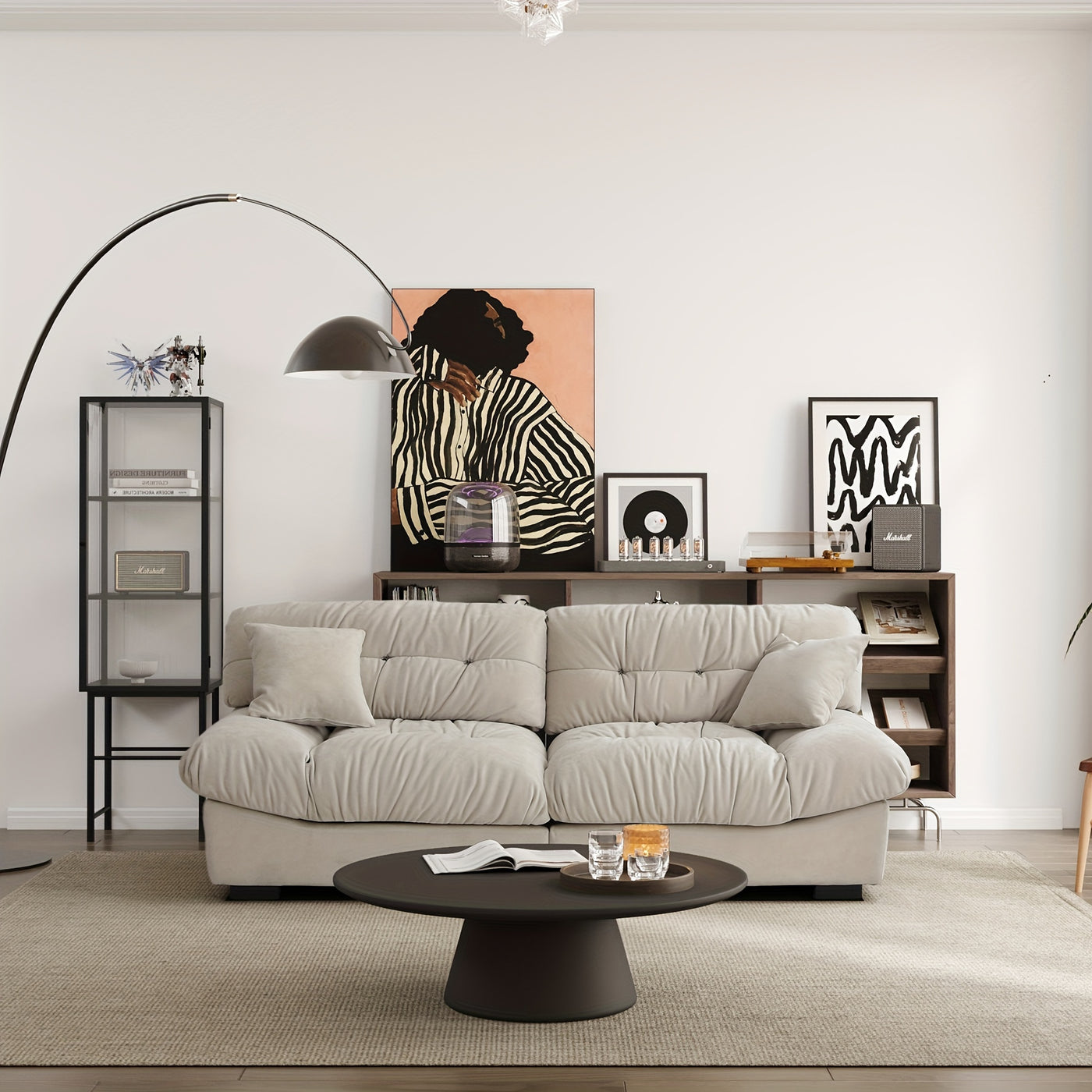 89" Comfy Cloud Sectional Couches, Loveseat Sofa Couch With 2 Pillows, Minimalist Sofa Couch, Modern Sofa Couch For Living Room, Apartment, Bedroom, Office