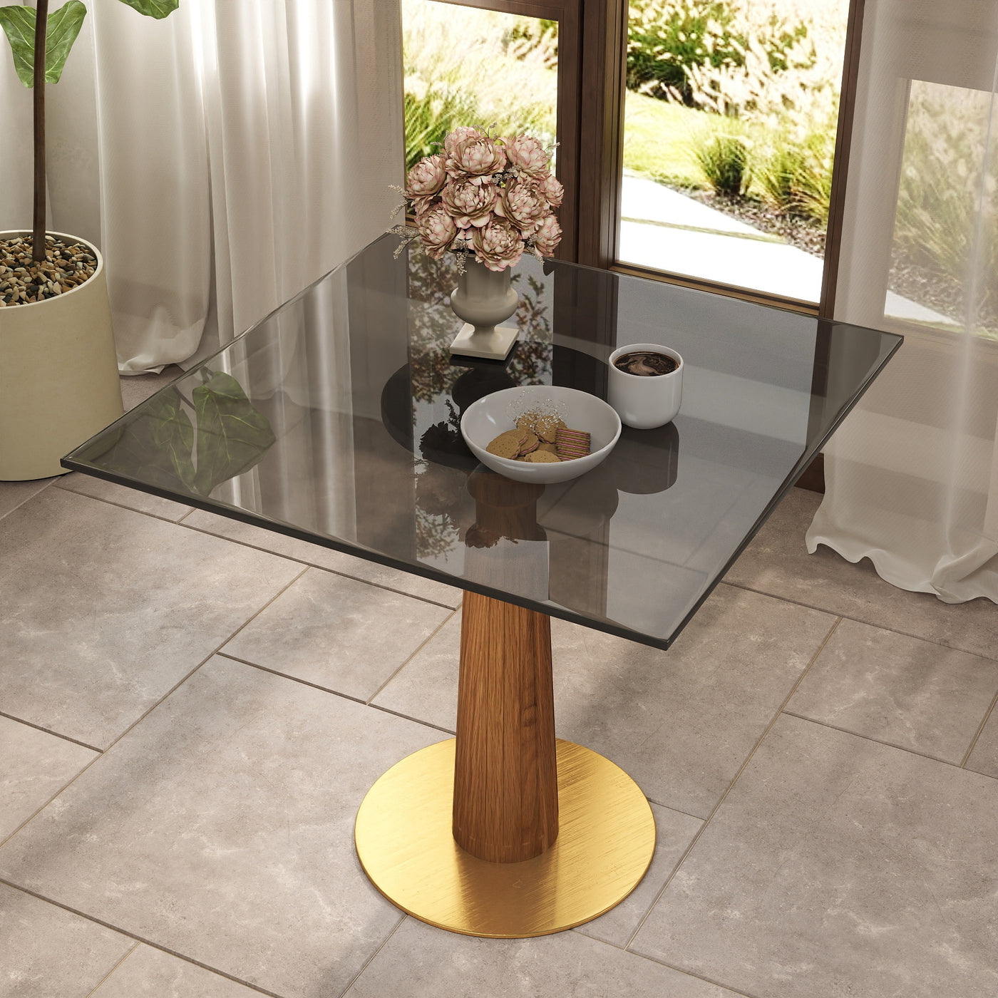 33.5" Round & Square Dining Table for 2-4 People(Only Table, Chair Not Included), Marble Meeting Room Table Multipurpose Conference Table with Soild Wood Base for Office