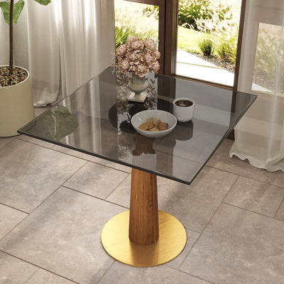 33.5" Round & Square Dining Table for 2-4 People(Only Table, Chair Not Included), Marble Meeting Room Table Multipurpose Conference Table with Soild Wood Base for Office