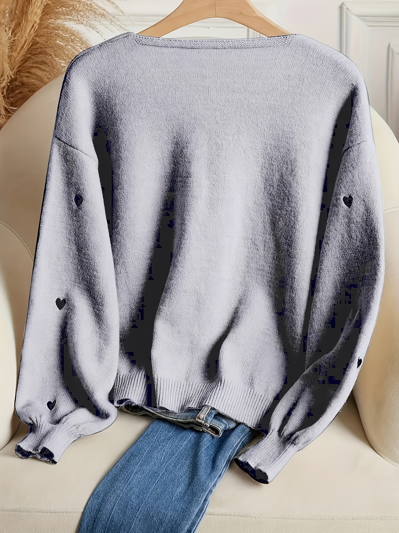 Women'S Soft Pink Sweater - Pastel Pink Cardigan with Front Tie-Waist, Heart Pattern, Boat Neck Longline Blouse for Fall/Winter Layering - Cozy Chic Sweater for Everyday Formal Outfits, Cute Sweaters, Winter Wardrobe, Feminin