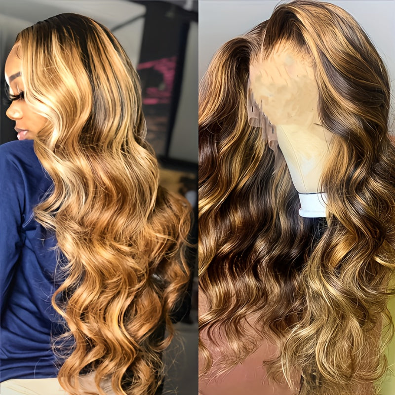 Piano Brown Long Wavy Front Lace Wig