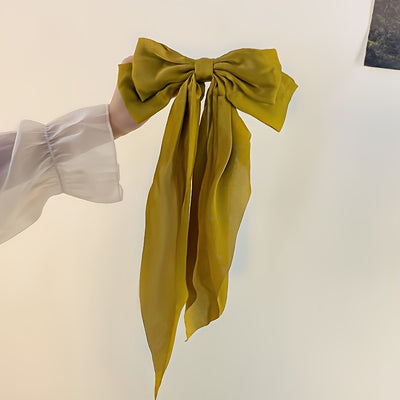 Korean Style Fashion Large Red Bow Knot Fabric Hair Clip Women Long Ribbon Butterfly Hair Clip