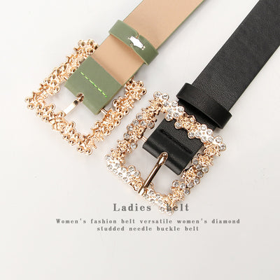 2023 Women'S Fashion Accessory, Elegant Alloy Rhinestone Pin Buckle Belt, Versatile Dress Decorative Accessory, Casual & Sporty Style, Hand Washable - Ideal for Weekend and Festive Occasions, Weekend Casual Wear|Elegant Acces
