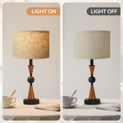 2 Sets USB-C & USB-A Dual Port Table Lamp with Linen Shade - Farmhouse & Industrial Bedside, Cordless-like, Switch-Controlled (No) - Easy Assembly Desk Lamp for Bedroom, Living Room, Nightstand (Compatible with, Lamps, Bedsid