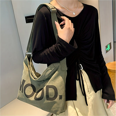 Large-capacity Ins Korean Student Letter Canvas Tote Bag, Simple And Versatile One-shoulder Crossbody