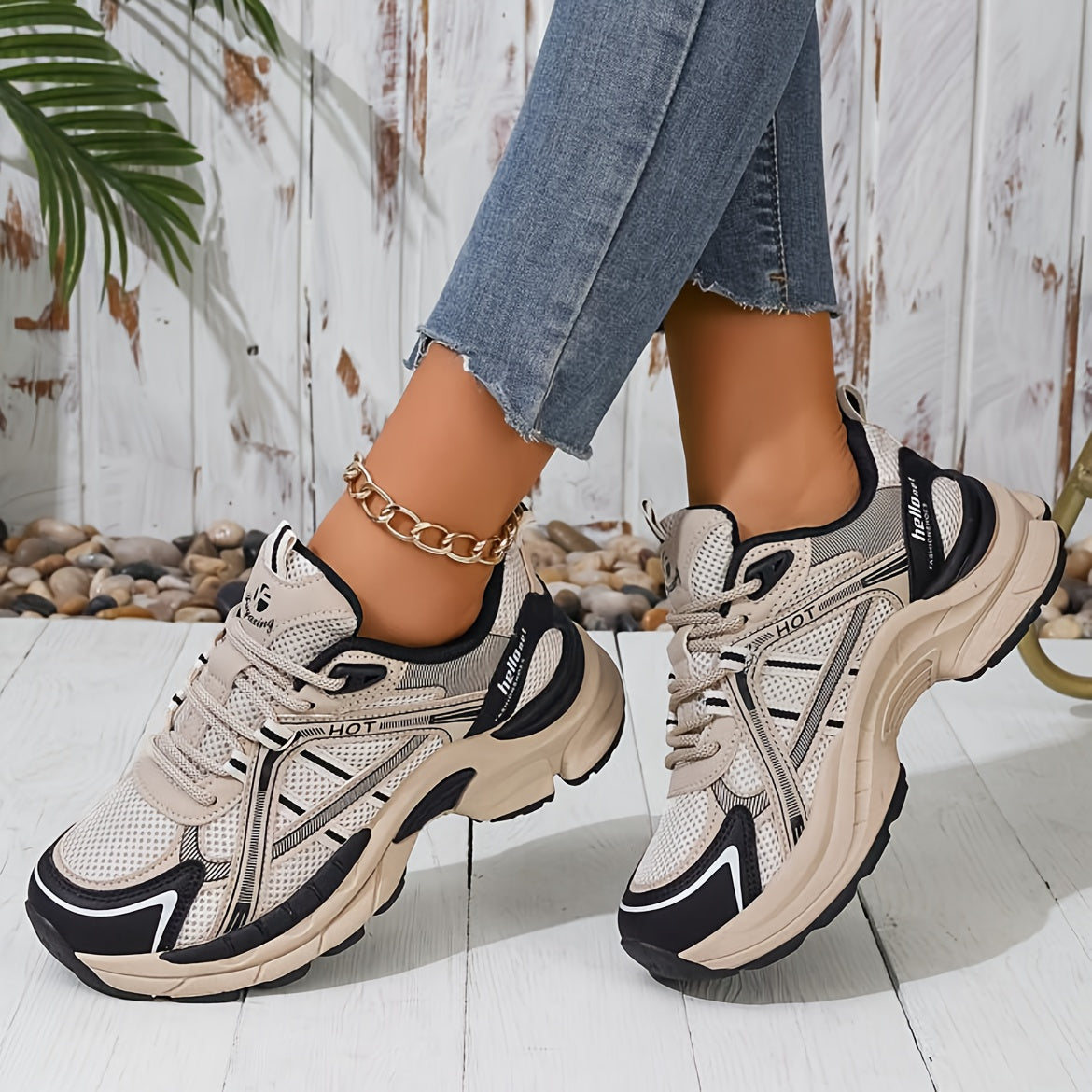 Women'S Chunky Platform Dad Shoes - Breathable Mesh Retro College Style All-Season Round Toe Lace-Up Casual Athletic Sneakers For Running & Daily Wear