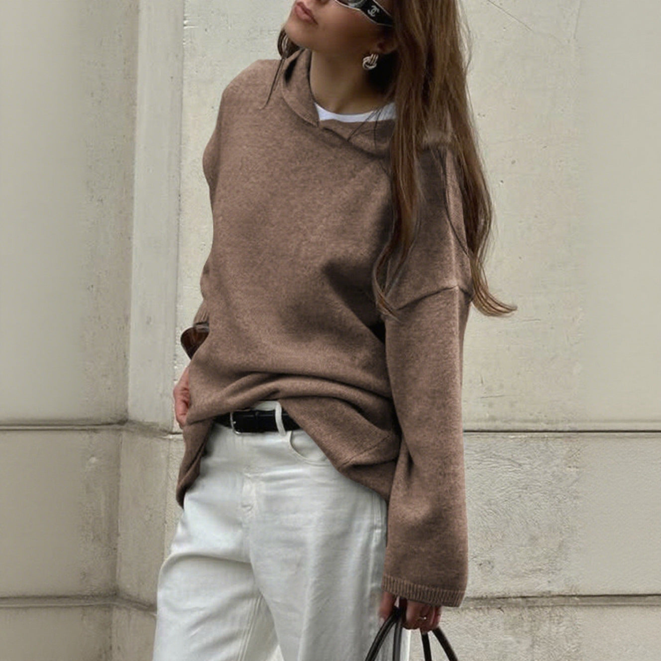 Minimalist Long Sleeve Hooded Sweater Woolen Clothing
