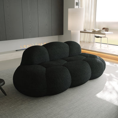 Modern Curved Cloud Shaped Couch for Living Room, Lazy Floor Couch, Boucle LoveSeat 3 Seater Sofa, Cozy Leisure Boneless Couches for Bedroom, Apartment-No Assembly Required, Couch for Bedroom, Boneless Sectional Sofa for Livi