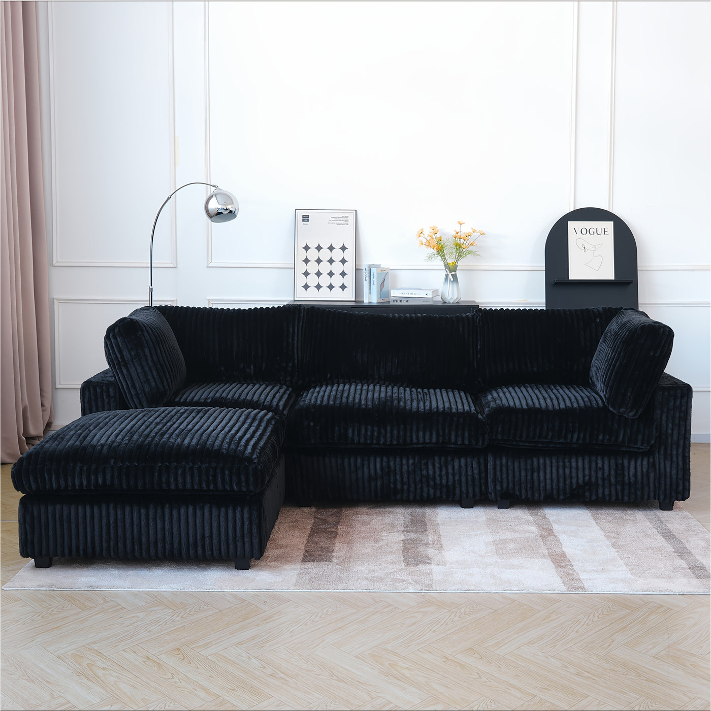Extra Large 118" Modern Modular Sectional Sofa - L-Shaped Sectional with Chaise Lounge, Plush Cushions & Washable/Replaceable Cover - Modular Sofa with Chaise Convertible, Spacious Living Room Couch for Apartments, Houses - E