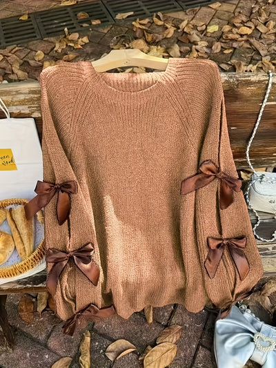 Oversized Sweater with Ruffled Bow Detail