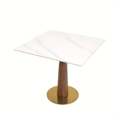 33.5" Round & Square Dining Table for 2-4 People(Only Table, Chair Not Included), Marble Meeting Room Table Multipurpose Conference Table with Soild Wood Base for Office