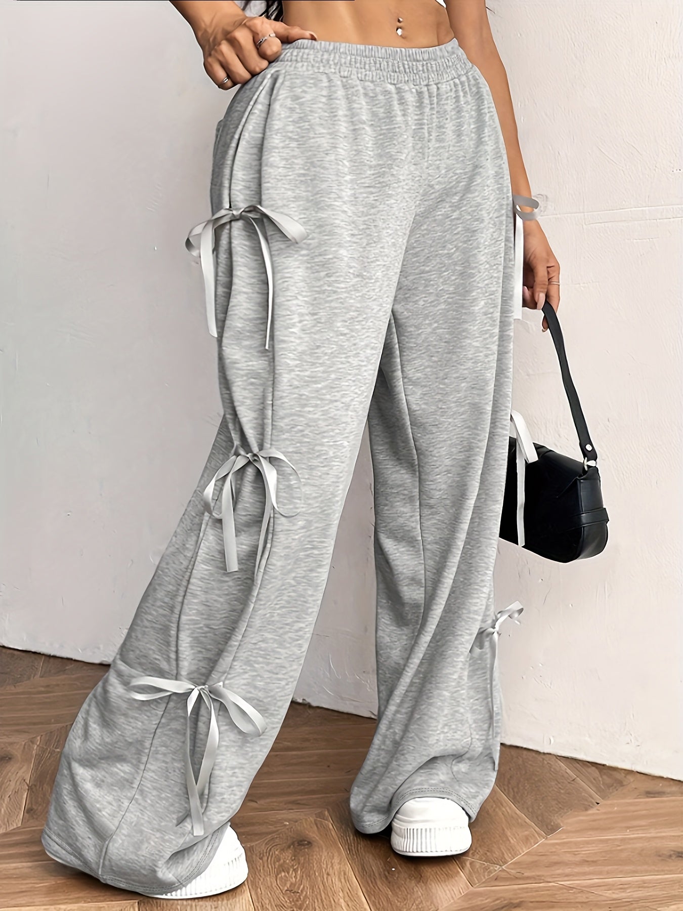 Straight-Leg Pants with Side Bow Tie & Back Pockets