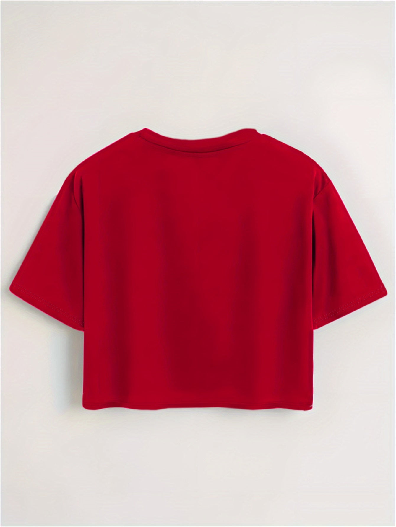 Red Rose Print Cropped T-Shirt