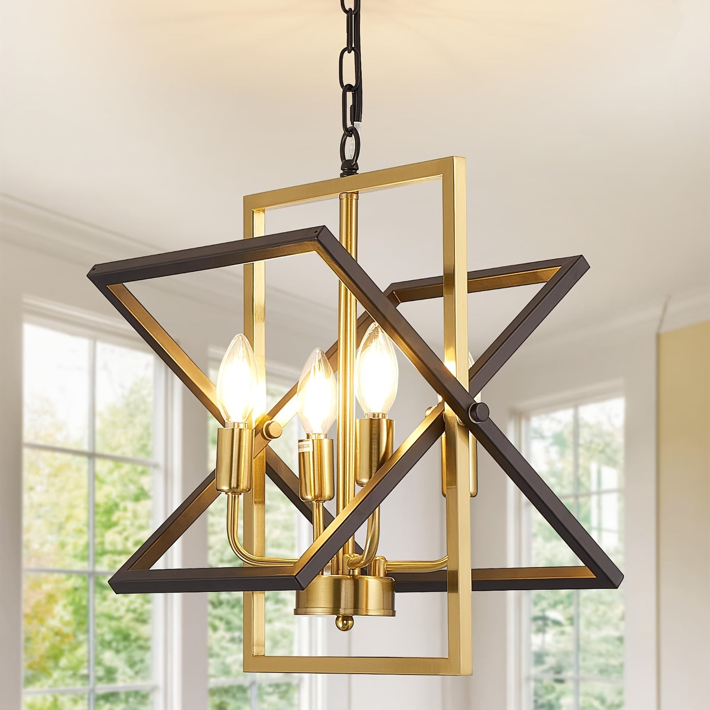 4-Light Farmhouse Dining Room Light Fixture/Chandelier Over Table, Modern Kitchen Island Lighting, Industrial Foyer Lighting Fixtures, For Living Room, Bedroom, Foyer, Stairway, Entryway