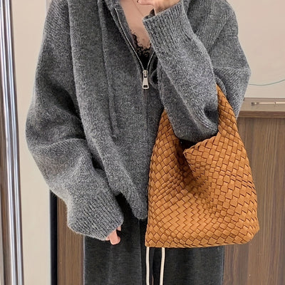 Solid Zipper Drawstring Hooded Cardigan, Casual Long Sleeve Loose Cardigan For Fall & Winter, Women's Clothing