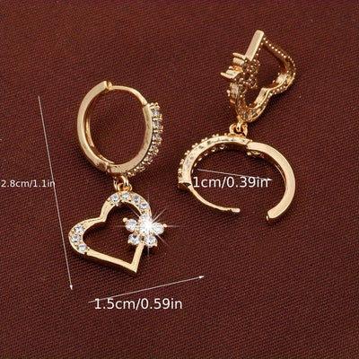 A Pair Of Delicate Korean-style Fashionable, Niche, Cute Heart-shaped Earrings, Versatile Ear Accessories.