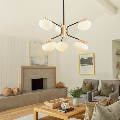 Chandelier Mid Century Modern Industrial E26 Pendant Lighting Black And Golden Light For Living Room, Kitchen, Bedroom, Dining Room And Farmhouse