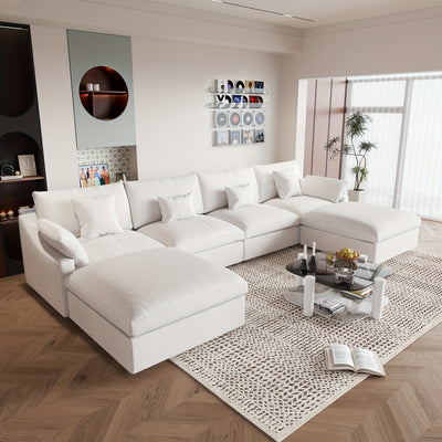 Extra Large Modular Sectional Sofa - 155.9" U-Shaped Couch with Chaise Ottomans, Modular Design, Removable Washable Sofa Covers, Plush Cushions - Modern Living Room Furniture for Large Spaces, Apartments, Homes - Easy Assembl