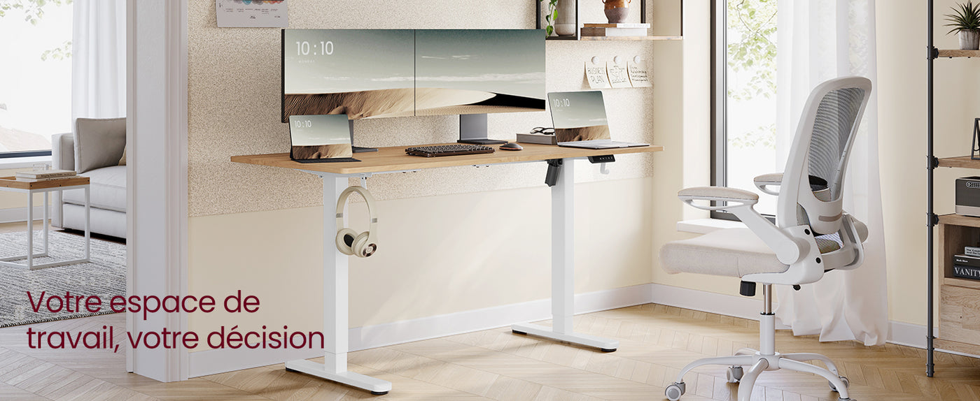 Electric Height Adjustable Desk, without Table Top, with 2 Hooks, 3 Height Memory Function, Steel, Matte White