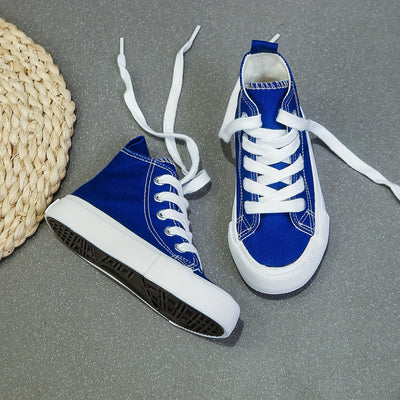 Versatile Unisex Korean Style Canvas Sneakers - Children's Mid-Top Casual Athletic Shoes - Fashionable and Classic for Spring/Fall and Skateboarding