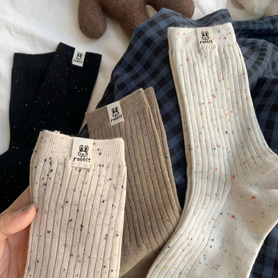2 Pairs of Rabbit Socks - Mid Knee Knitted Fabric Casual Japanese Style, Suitable for All Seasons, Solid Color, Machine Washable, Women'S Long Socks And Pantyhose