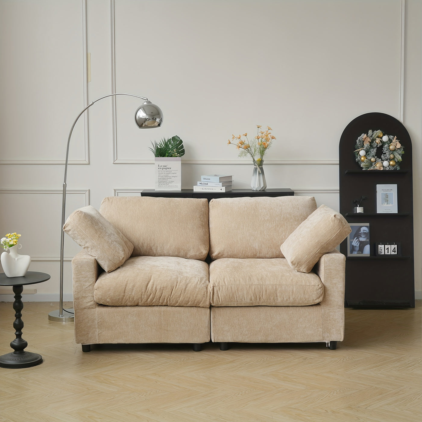 67" Modern Modular Sectional Sofa - Black Cloud Sofa with Washable Removable Cushions & Deep Seat, Plush Foam-Filled Upholstery, Spacious L-Shaped or Straight Configurations, Frame & Easy-Clean Fabric for Living Room, Apartme