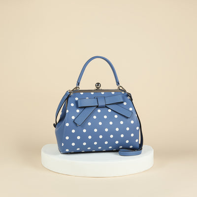 [Elegant Handbag] High Quality Lacquered Handbag | 2024 Autumn New Korean Polka Dot for Women - Kiss Lock Closure, Removable Shoulder Strap & Bow Detail, Glossy Patent Look (Black/White, Bronze, Pink & White) - Perfect for We