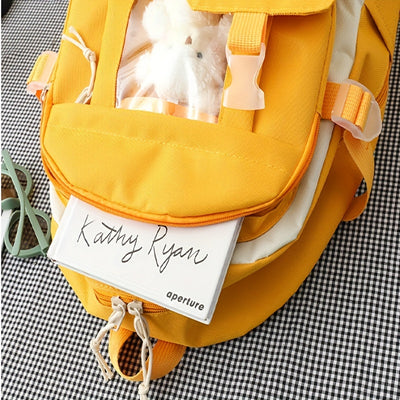 New Five-piece Backpack Korean Version Of The School Bag Women's Lightweight Harajuku Ins Casual Backpack Cute Bear Pendant Backpack