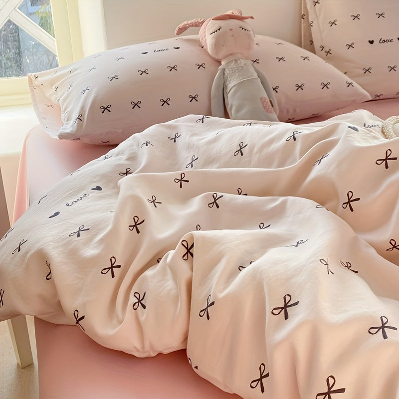 [Soft Duvet Cover] 3pcs Korean-Style Reversible Duvet Cover Set | 1 Duvet Cover + 2 Pillowcases, Soft, Breathable, Charmingly Minimalistic, Comfortable, AA Side Design, Suitable As Gifts for Valentine's Day, Thanksgiving, Mot