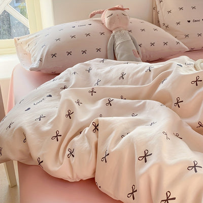 [Soft Duvet Cover] 3pcs Korean-Style Reversible Duvet Cover Set | 1 Duvet Cover + 2 Pillowcases, Soft, Breathable, Charmingly Minimalistic, Comfortable, AA Side Design, Suitable As Gifts for Valentine's Day, Thanksgiving, Mot