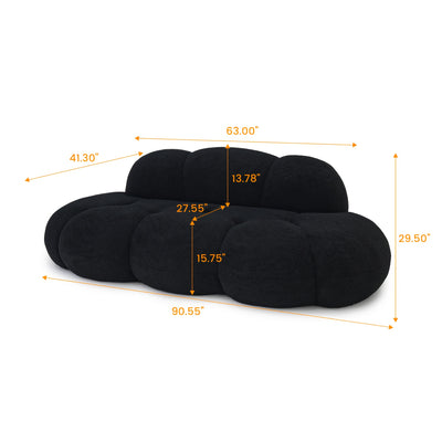 Modern Curved Cloud Shaped Couch for Living Room, Lazy Floor Couch, Boucle LoveSeat 3 Seater Sofa, Cozy Leisure Boneless Couches for Bedroom, Apartment-No Assembly Required, Couch for Bedroom, Boneless Sectional Sofa for Livi