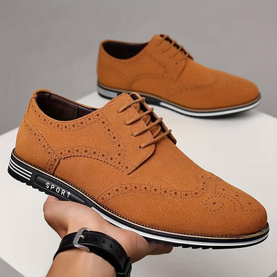 [Versatile Casual Shoes] Versatile Plus Size Men's Casual Shoes | Korean Style, Soft Sole Lace-up Rubber Sole Wedding Everyday Shoes