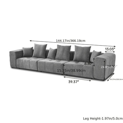 144 Inch Modular Sofa, Mid Century Modern Extra Deep Corner Seat Couch, 3-Seater Sofas for Living Room, Sectional Couches, Cozy Sofa for Apartment, Living Room, Boneless Sectional Sofa for Living Room, Comfy Couch, Convertibl