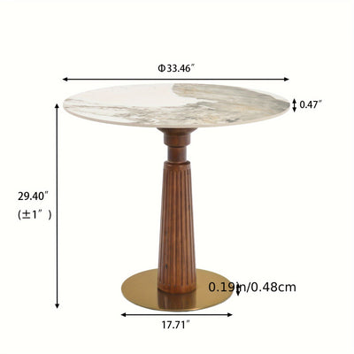 33.5" Round & Square Dining Table for 2-4 People(Only Table, Chair Not Included), Marble Meeting Room Table Multipurpose Conference Table with Soild Wood Base for Office