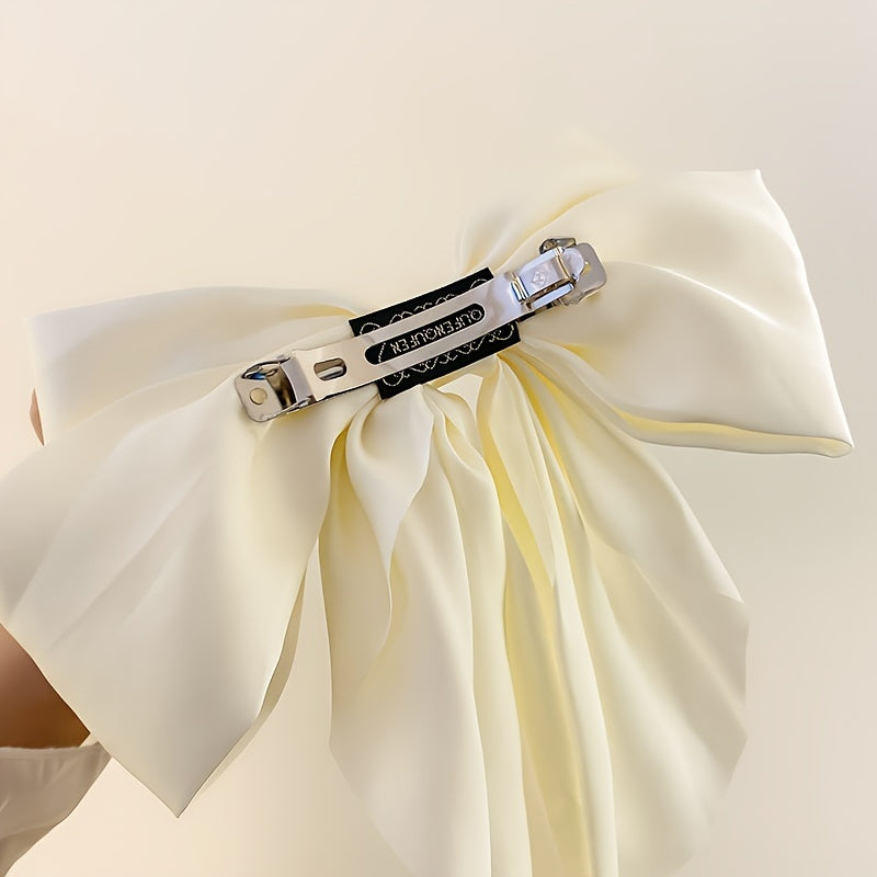 Korean Style Fashion Large Red Bow Knot Fabric Hair Clip Women Long Ribbon Butterfly Hair Clip
