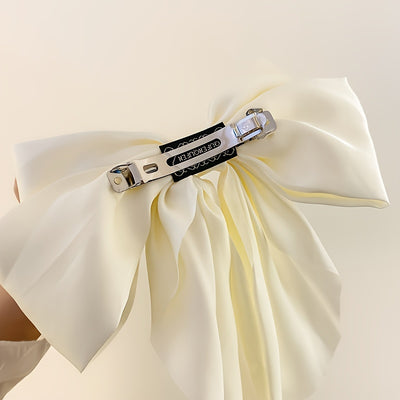 Korean Style Fashion Large Red Bow Knot Fabric Hair Clip Women Long Ribbon Butterfly Hair Clip