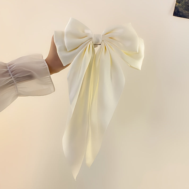 Korean Style Fashion Large Red Bow Knot Fabric Hair Clip Women Long Ribbon Butterfly Hair Clip