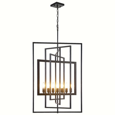 Modern 7 Light Chandelier, 23 Inch Swivel Rectangular Pendant Light Rustic Industrial Farmhouse Foyer Lighting Fixture For High Ceilings For Kitchen Island, Stairs, Entryway
