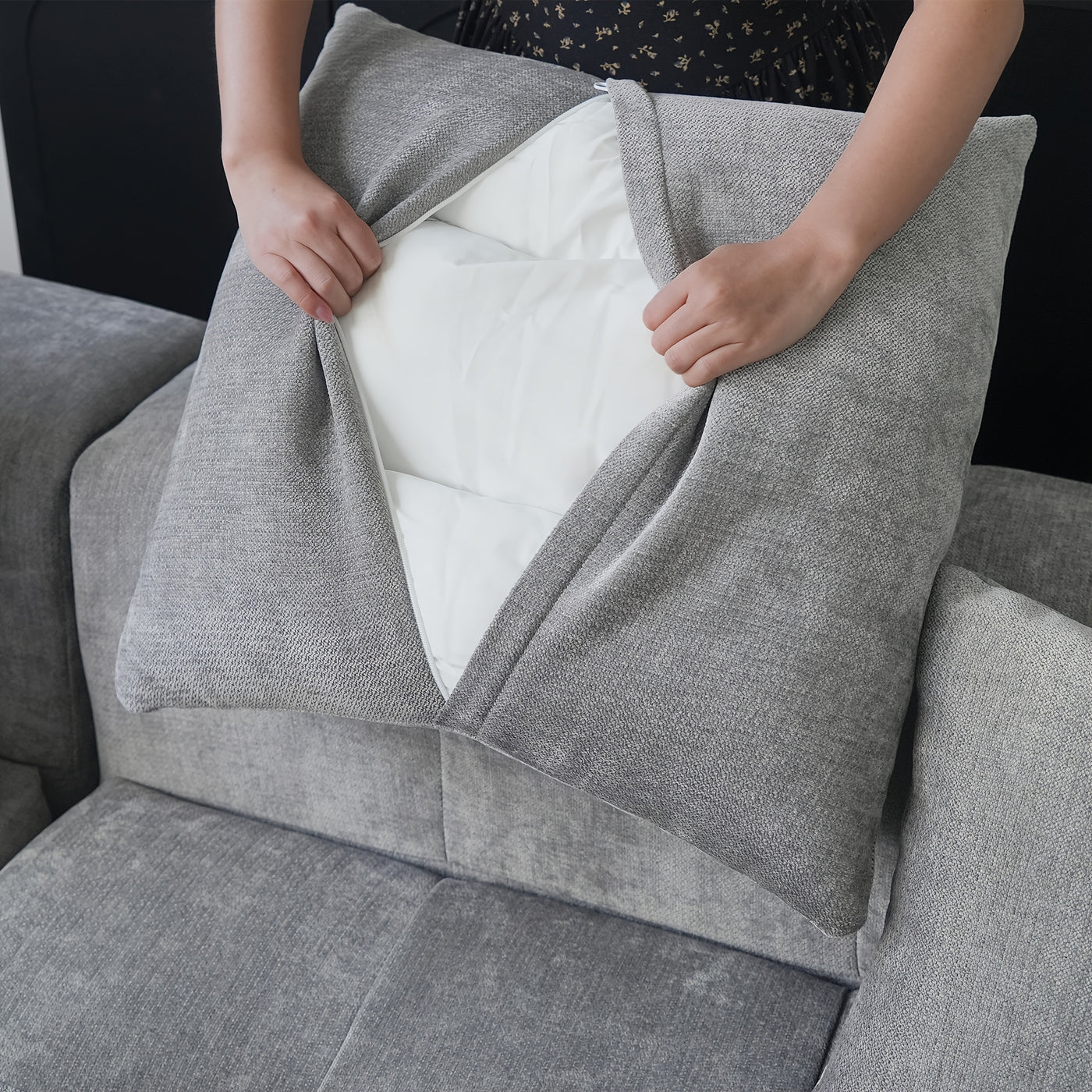 119" Cloud Couch Modular Sectional Sofa with Ottoman, Linen Deep Seat with Pillows Convertible Sofafor Living Room, Bedroom And Apartment, Living Room Couch, Sofa Sectional for Living Room, Couch for Bedroom, Foldable Sofa, C
