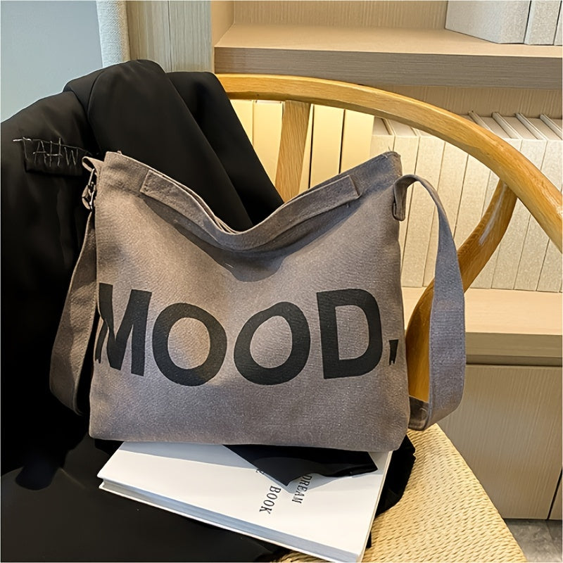Large-capacity Ins Korean Student Letter Canvas Tote Bag, Simple And Versatile One-shoulder Crossbody