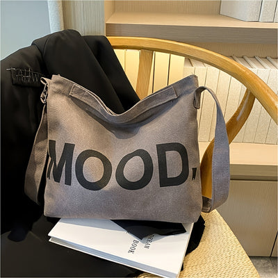 Large-capacity Ins Korean Student Letter Canvas Tote Bag, Simple And Versatile One-shoulder Crossbody