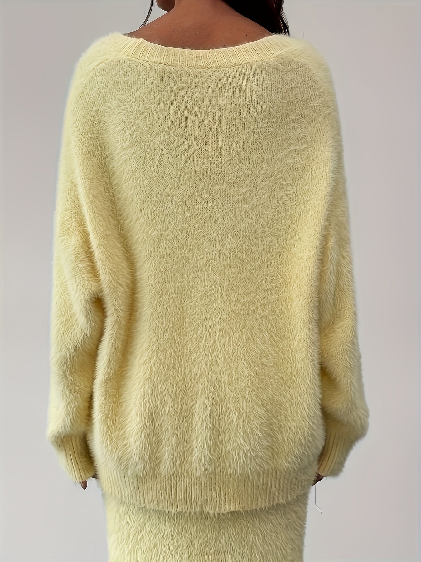 2025 New Elegant Soft Drop Shoulder Long Sleeve Sweater + A-Line Dress for Women
