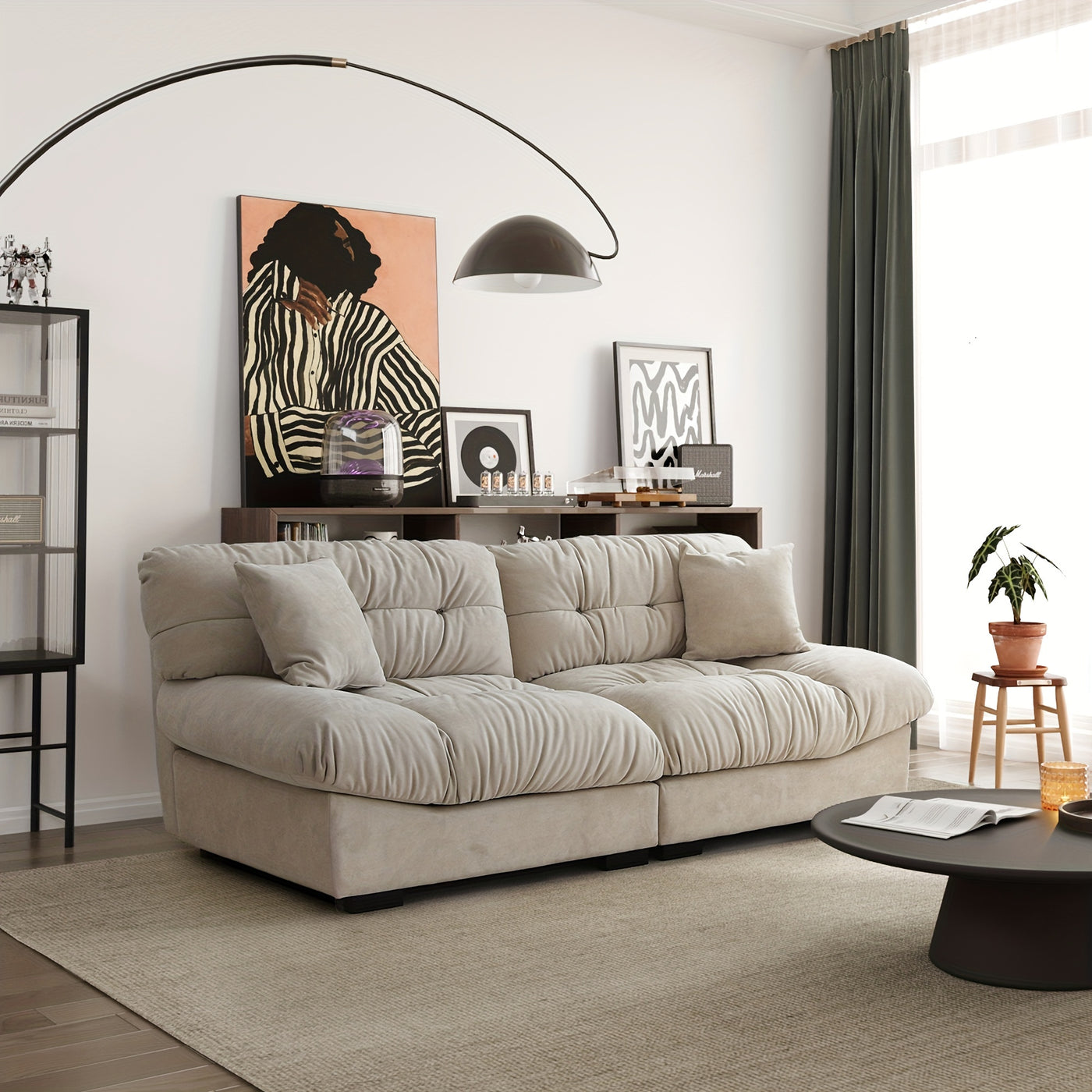 89" Comfy Cloud Sectional Couches, Loveseat Sofa Couch With 2 Pillows, Minimalist Sofa Couch, Modern Sofa Couch For Living Room, Apartment, Bedroom, Office