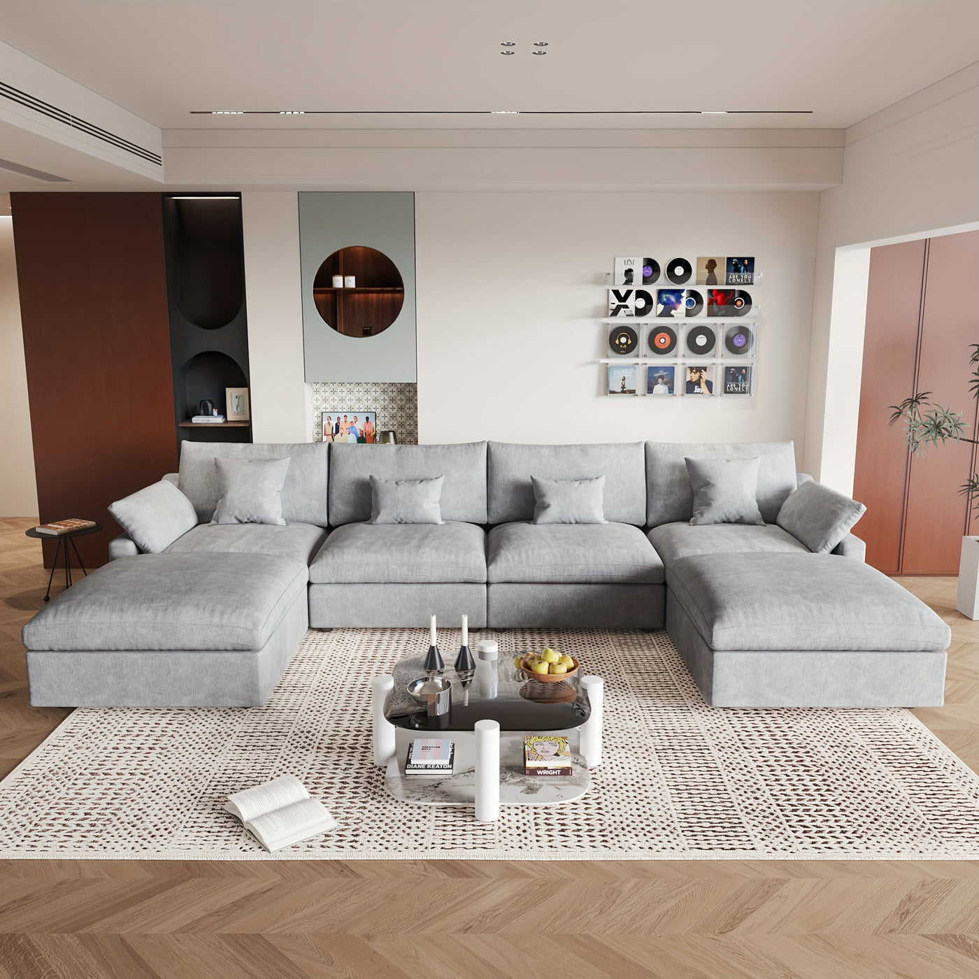 Extra Large Modular Sectional Sofa - 155.9" U-Shaped Couch with Chaise Ottomans, Modular Design, Removable Washable Sofa Covers, Plush Cushions - Modern Living Room Furniture for Large Spaces, Apartments, Homes - Easy Assembl