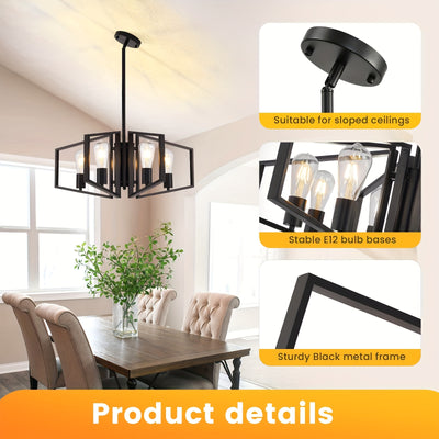 Modern Chandelier, 4Light & 8-Light Farmhouse Dining Room Light Fixture, Modern Industrial Chandelier For Living Room, Bedroom, Foyer, Stairway, Entryway