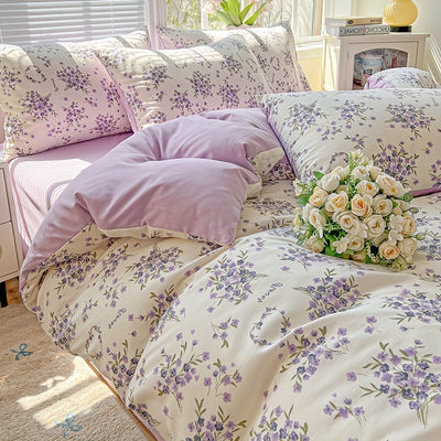 3pcs Korean Style Duvet Cover Set, New American Floral Duvet Cover Set with 1 Single Duvet Cover + 2 Pillowcases, Comfortable and Breathable, Machine Washable, Non-Fading and Deforming, Suitable for All Seasons, Light Beige-F