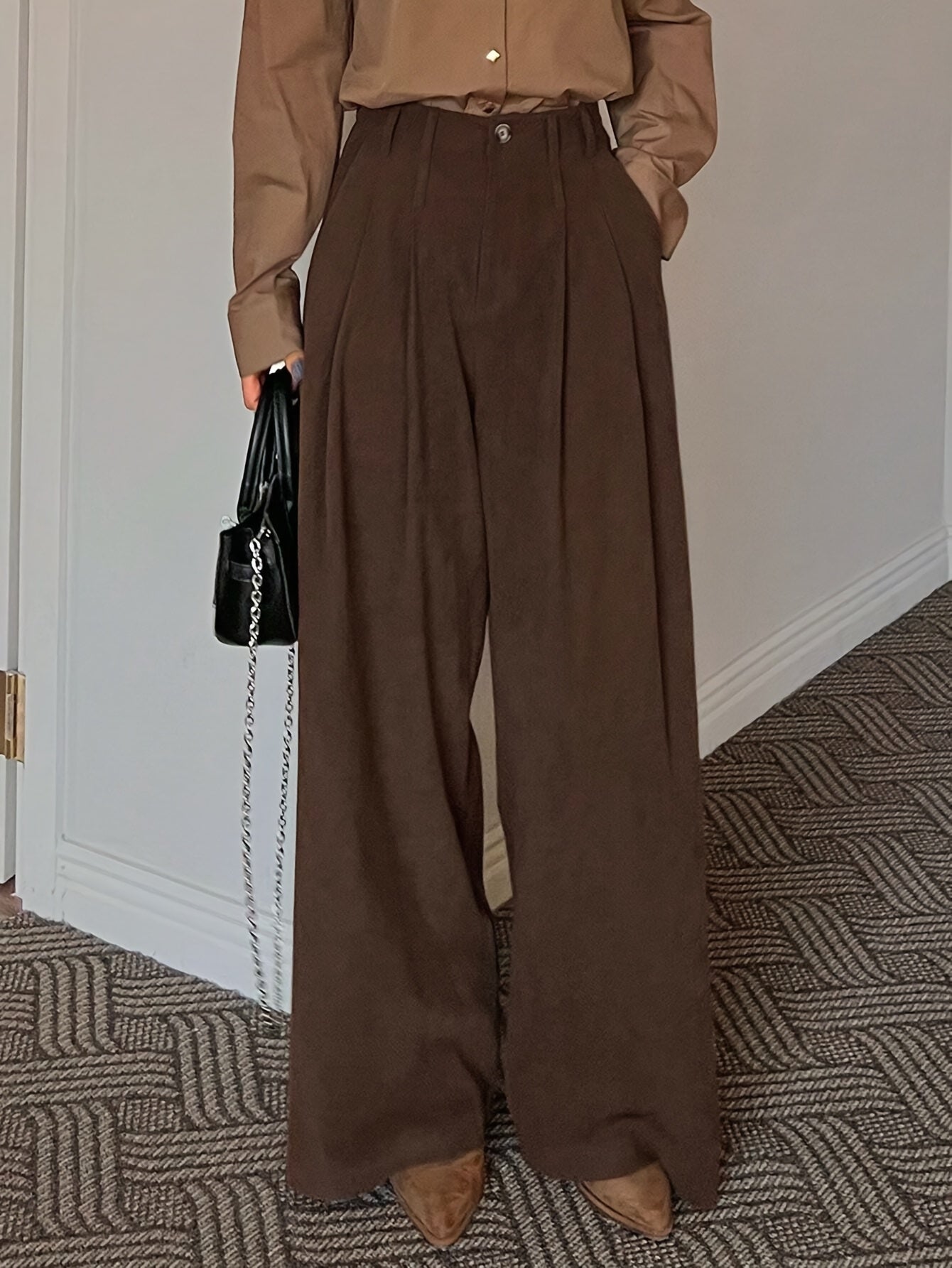 2025 New Arrival: Stylish Thickened High-Waist Flannel Wide-Leg Pants for Women, Essential Outing Wear for Spring, Autumn & Winter – Perfect for Casual Dates and Daily Use, Limited Time with Lowest Price Guarantee!