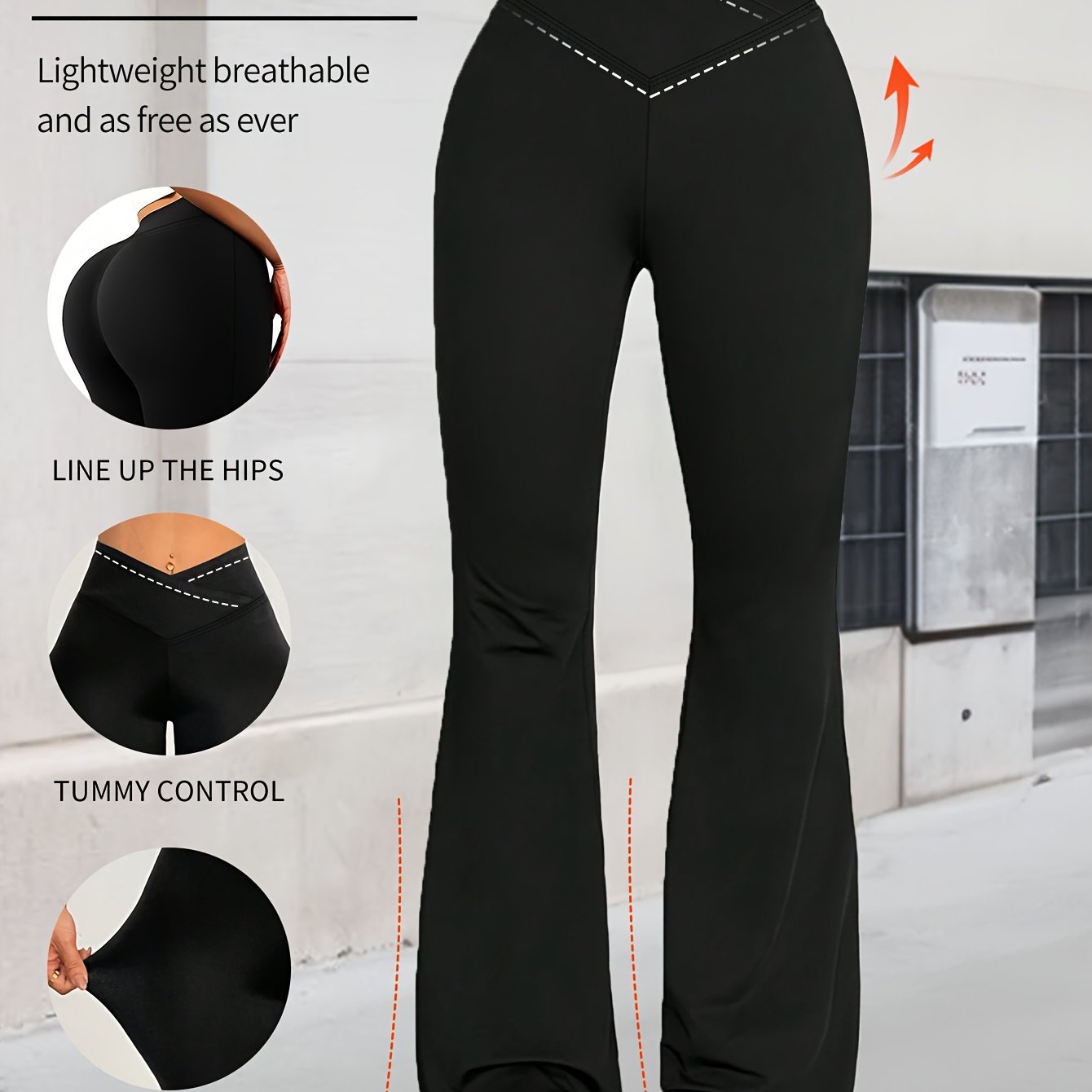 Women'S High-Waisted Flared Leggings - Retro Cross-Waist Yoga Pants, 4-Way Stretch Breathable Workout Leggings with Hip-Lifting Design & Tummy Control, Lightweight for Running, Gym, Casual Wear (Spring/Summer/Fall), Workout L