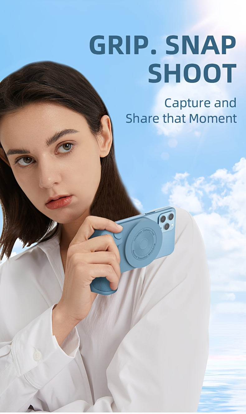 Magnetic Phone Camera Grip Holder, Portable Self Camera Handle, Ergonomic Design, Suitable for iPhone for samsung Android Phones to Vlog Photo and Video Shooting