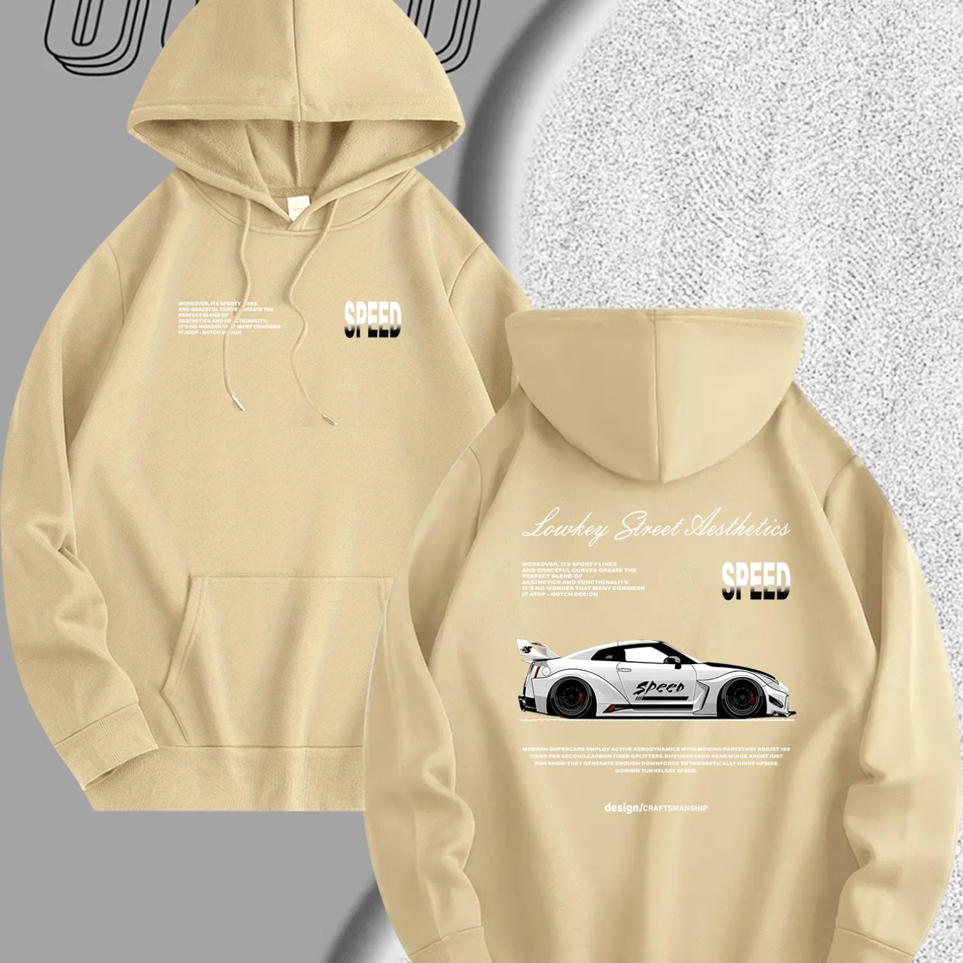Men's Light Blue Racing Car Graphic Hooded Sweatshirt - Casual Long Sleeve Pullover with Speed & Speed Limit Print, Soft Hood, Machine Washable, Automotive Enthusiast Apparel